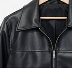 Solid black leather jacket