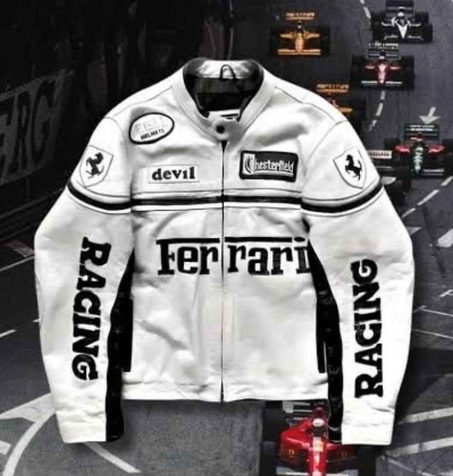 White Ferrari leather jacket