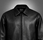 Black solid leather jacket