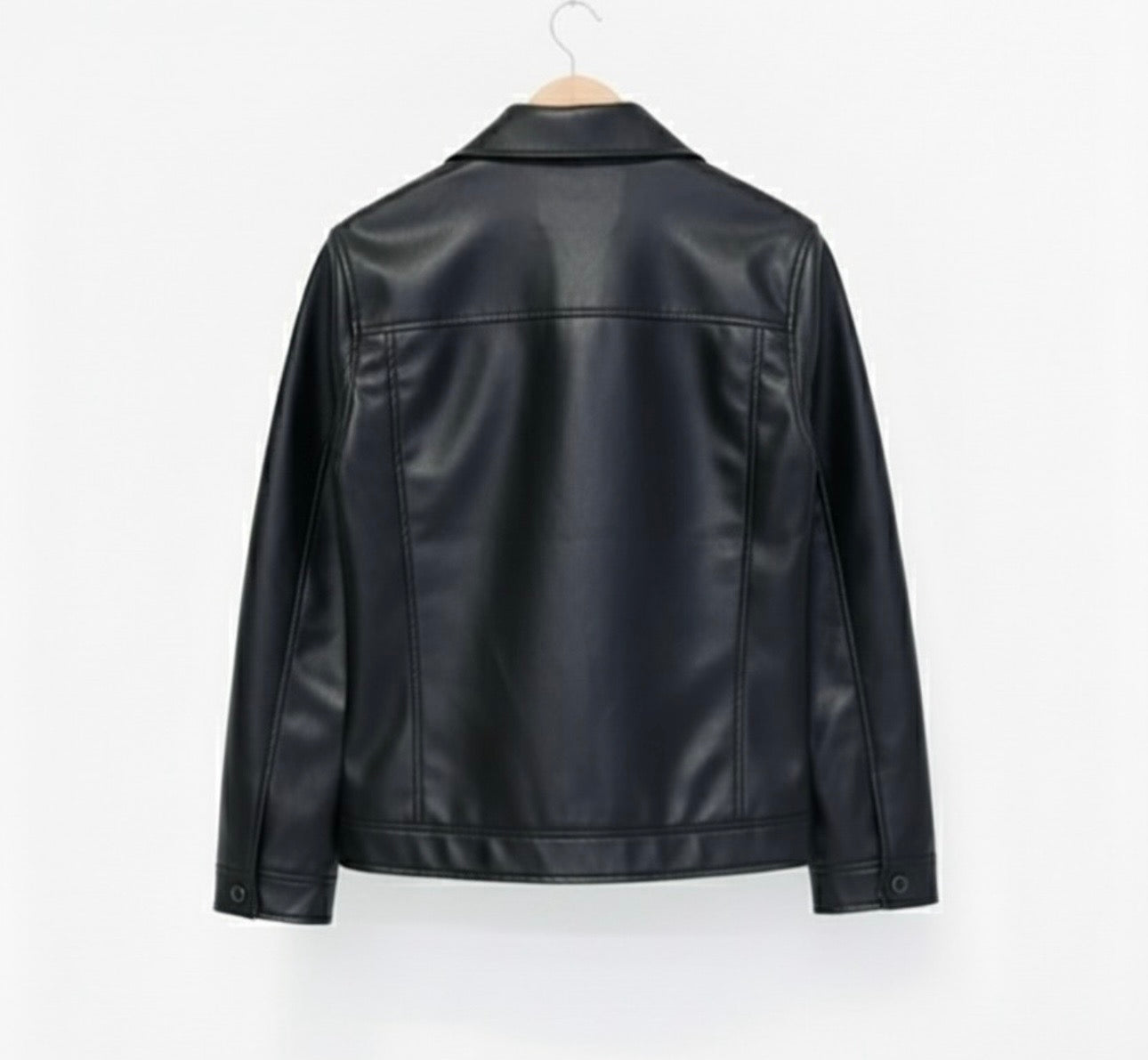 Solid black leather jacket