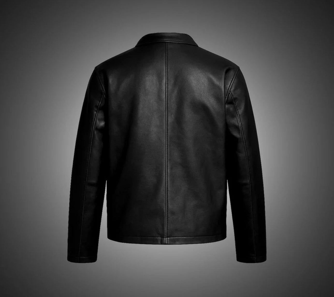 Black solid leather jacket