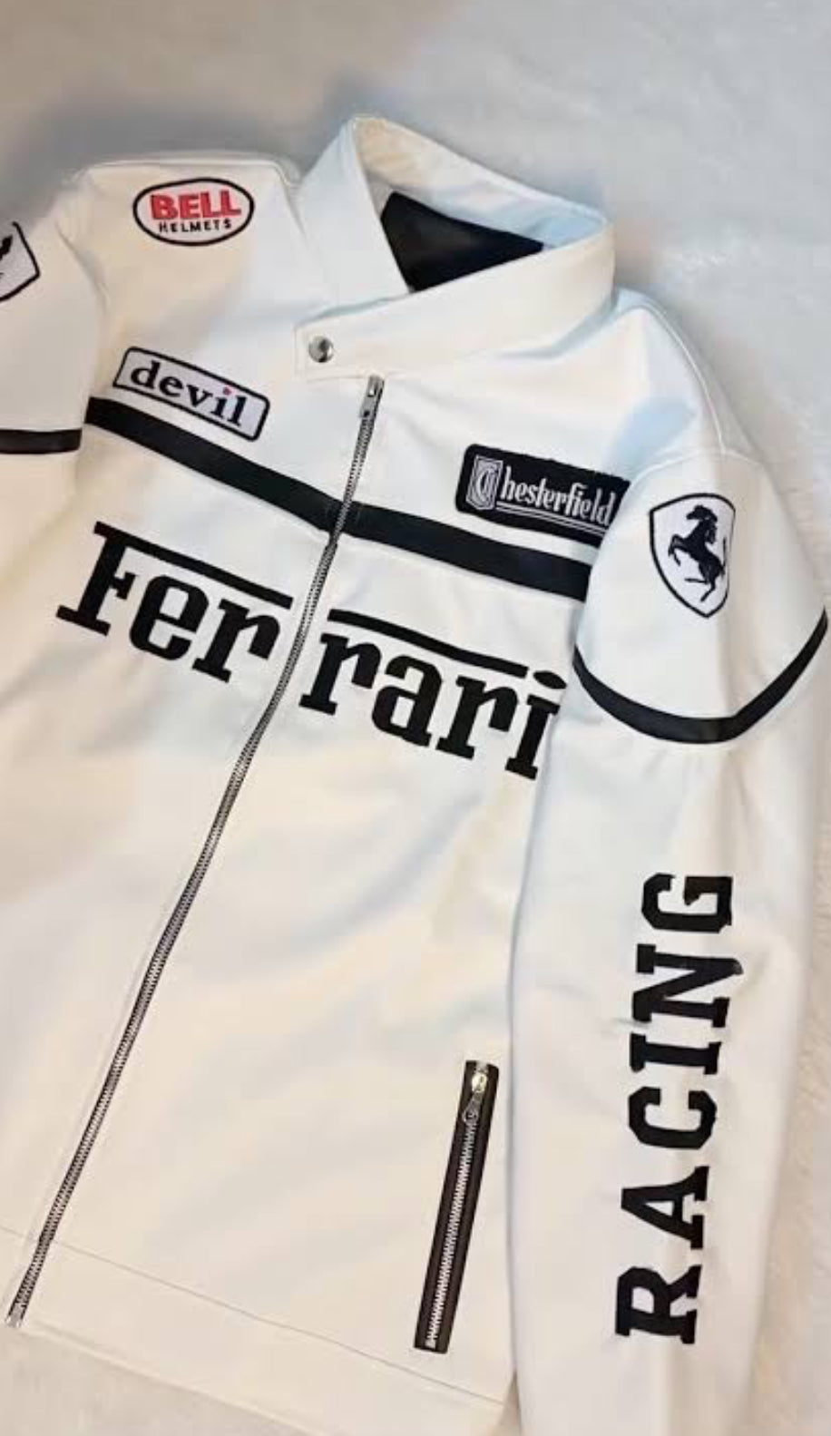 White Ferrari leather jacket