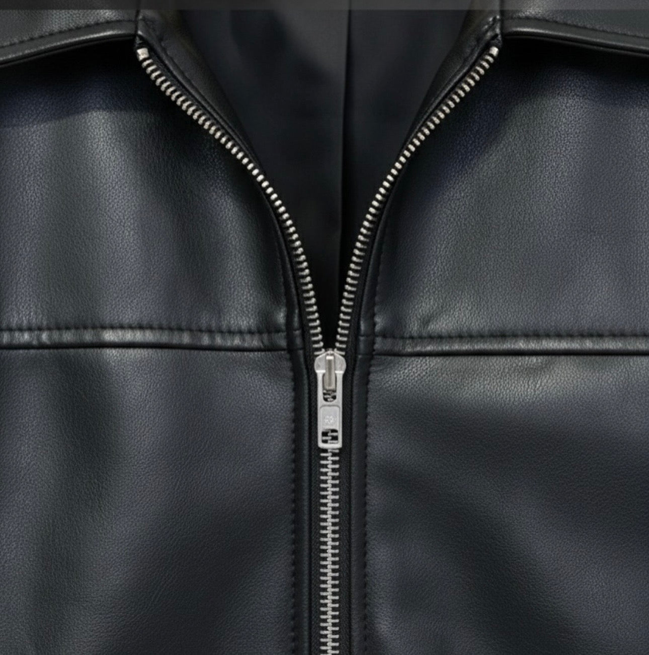 Solid black leather jacket